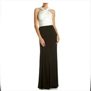 Vera Wang Black and White Halter Neck Dress